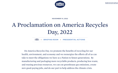 BIDEN ADMINISTRATION ISSUES PROCLAMATION FOR AMERICA RECYCLES DAY 2022